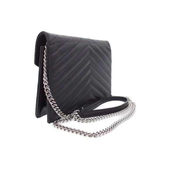 Saint Laurent Envelope Chain Wallet Black Paris - Picture 1 of 9